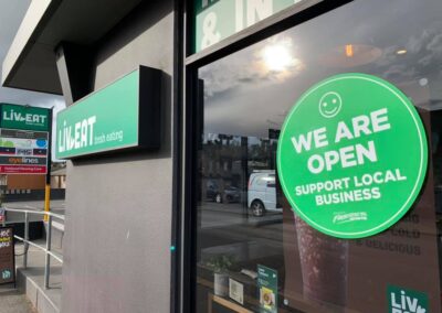 We are open COVID sign at LiveEat