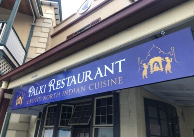 Palki restaurant signage hanging sign
